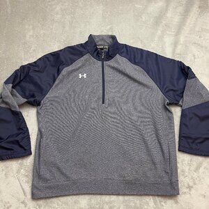Under Armour HeatGear Loose 1/4 Zip Pullover Mens 3XL Gray Navy Blue Performance